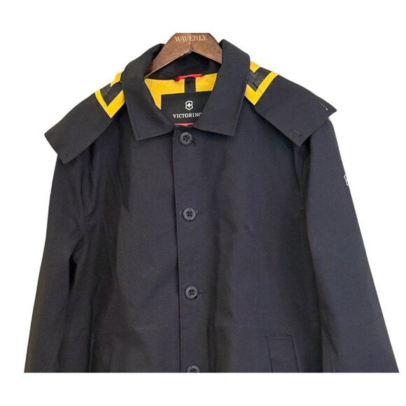 Victorinox Men's Button Front Rain Jacket Black Yellow Size XL - Picture 3 of 6